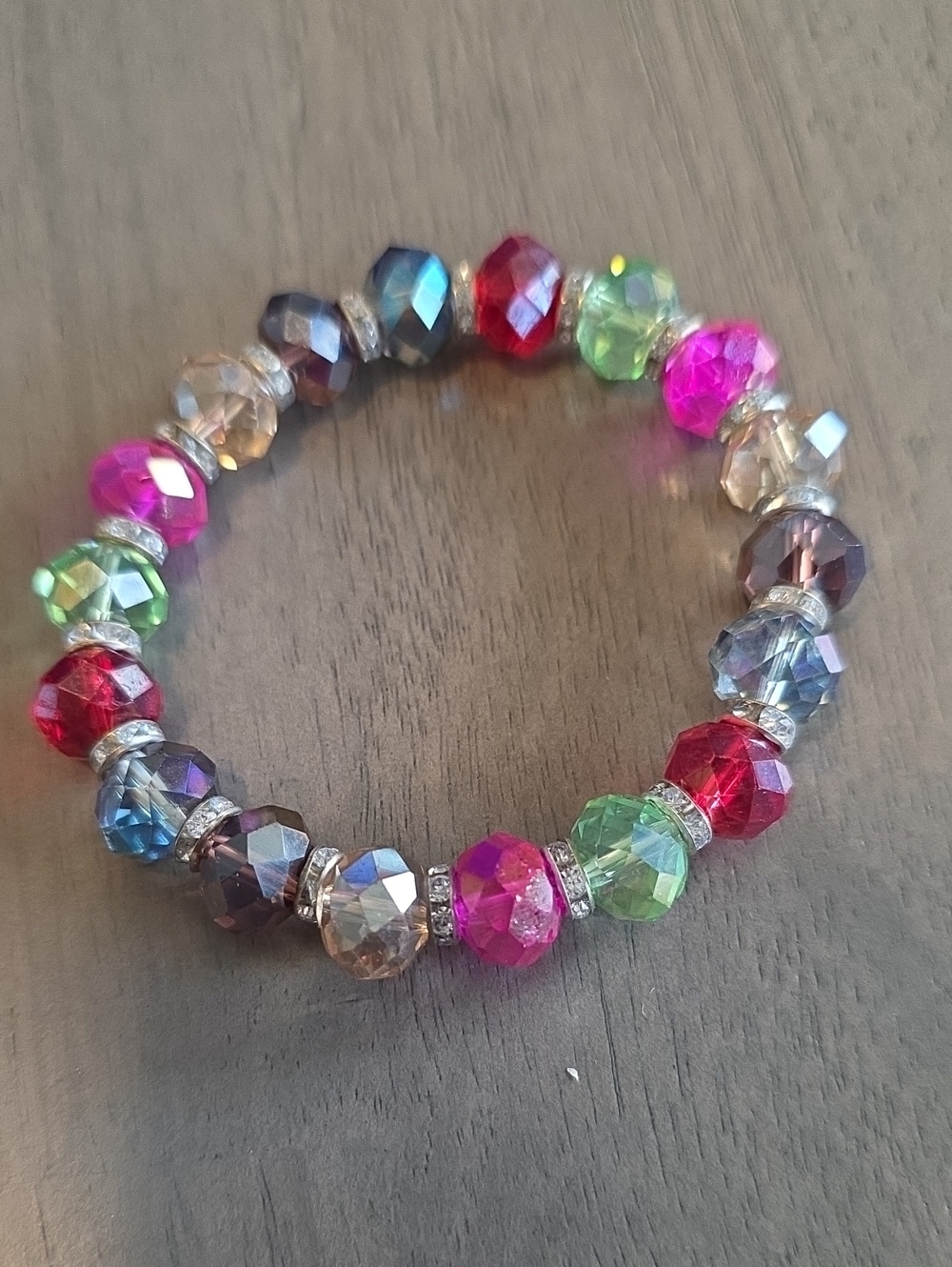 Multi-Colored Crystal Beaded Bracelet